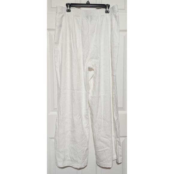 INC International Concepts Pants Womens 14W White Linen Blend Wide Leg Pull On - Picture 7 of 8